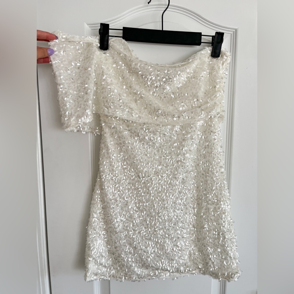 White Sequin Mini Dress